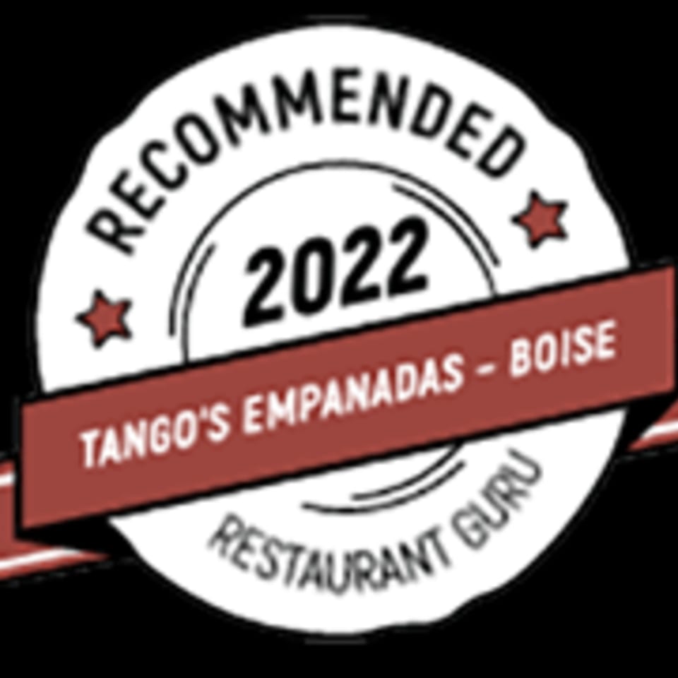Tango's Empanadas 2022 Recommended by Restaurant Guru badge, white with red text.